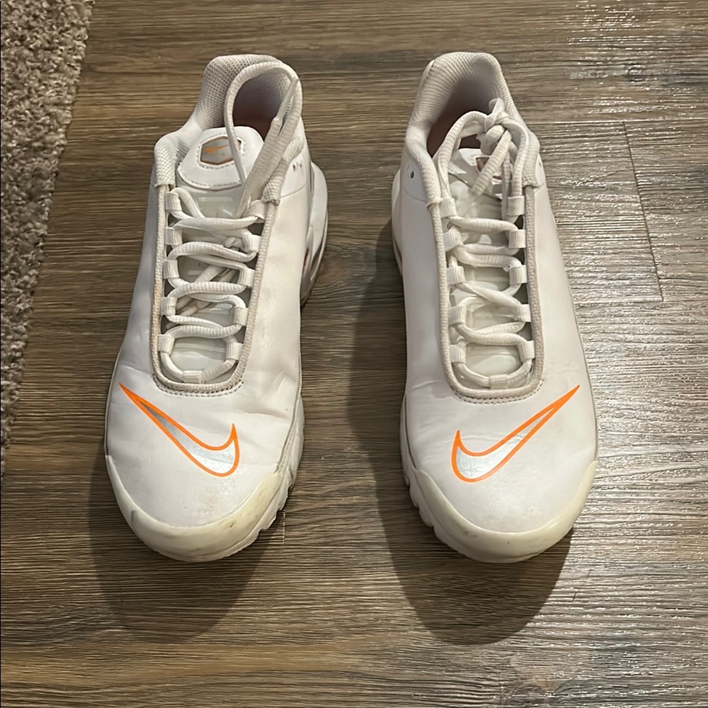 Nike White Sneakers with Orange Swoosh